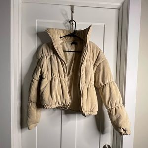 Tan Corduroy Puffer Jacket